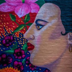A mural of a lady